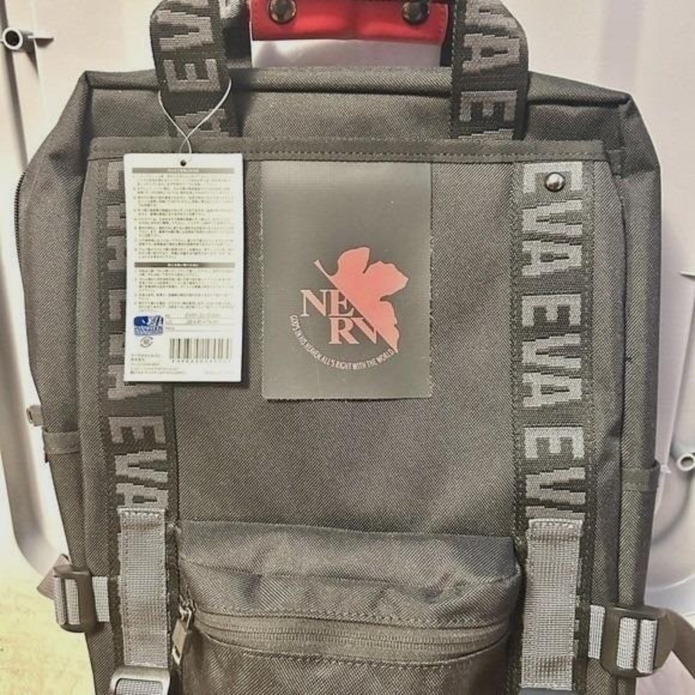 Rare Evangelion Fire First NERV Square Backpack Black EVFF-20-01 Laptop Bag‎